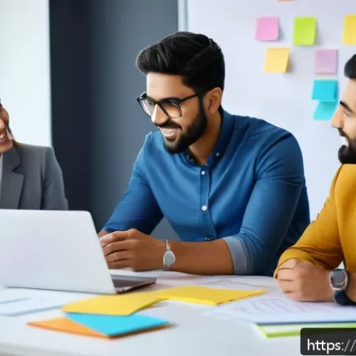 Home 32 레크리에이션 지도자 자기계발 팁 - A diverse professional team in a modern office setting engaged in a lively brainstorming session, fe...