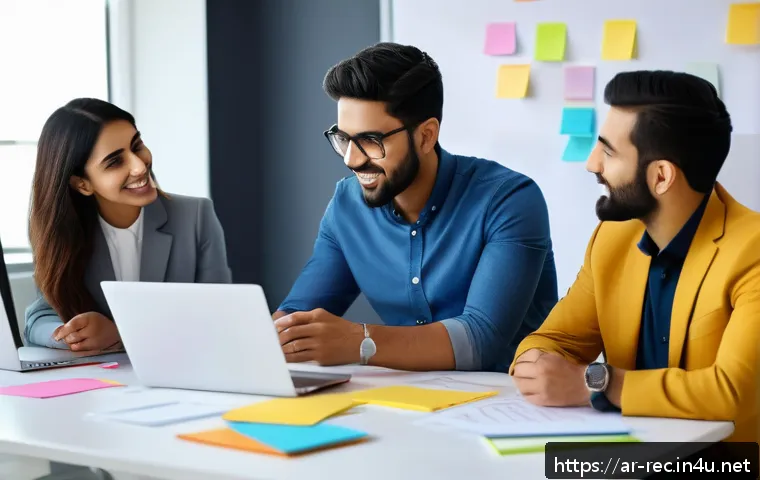 레크리에이션 지도자 자기계발 팁 - A diverse professional team in a modern office setting engaged in a lively brainstorming session, fe...