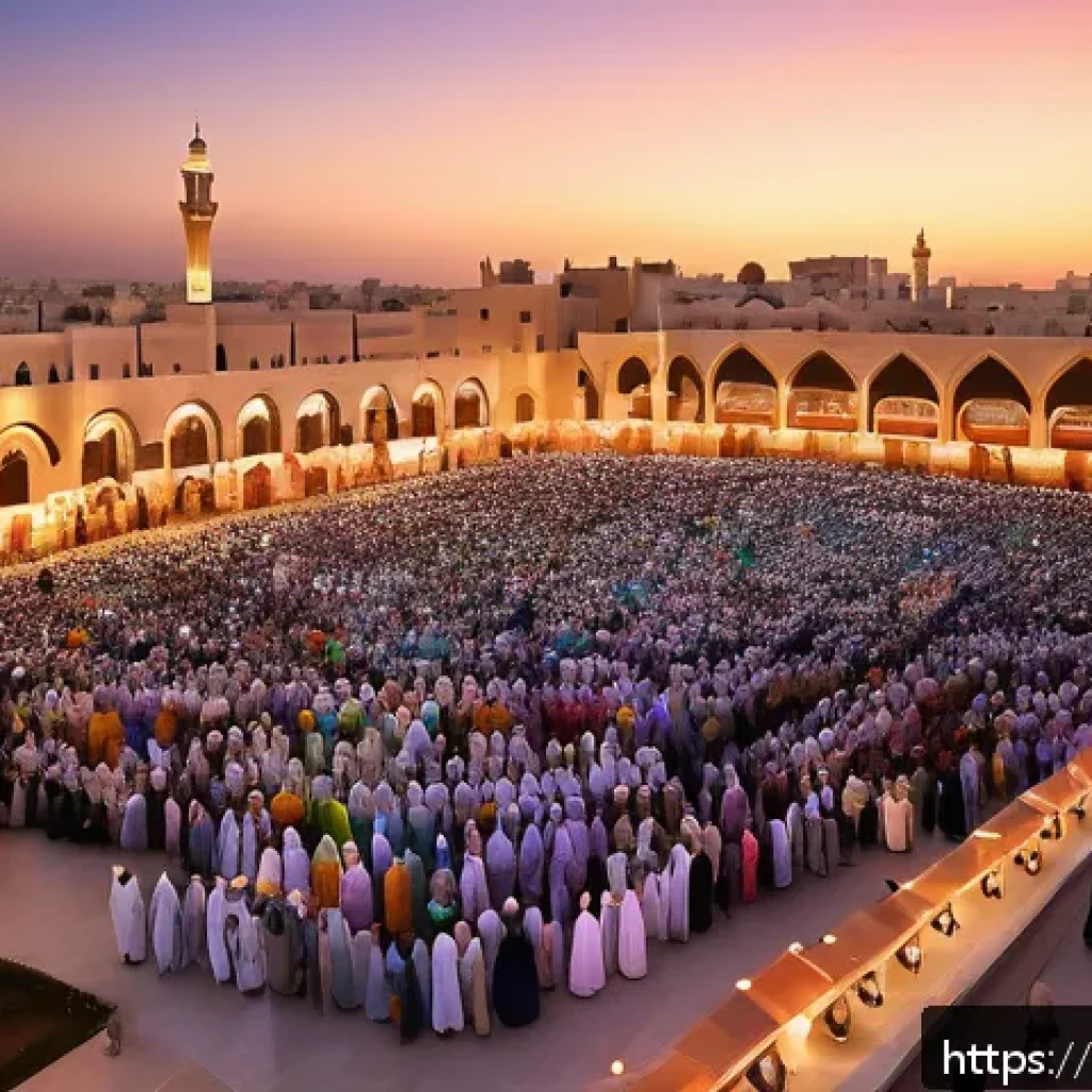 레크리에이션 지도자와 문화 차이 극복 - A vibrant multicultural entertainment festival scene set in a Middle Eastern city at sunset, featuri...